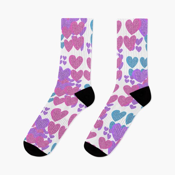 Item preview, Hand-drawn glittery hearts in pink, blue, and purple designed and sold by Victoria Rose.