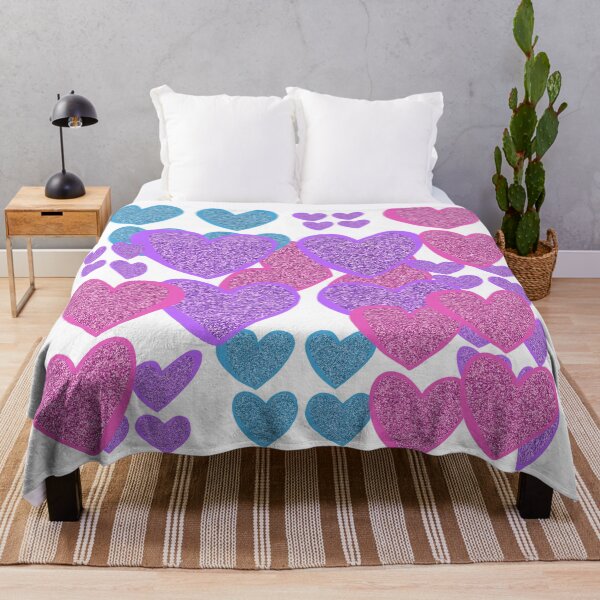 Item preview, Hand-drawn glittery hearts in pink, blue, and purple designed and sold by Victoria Rose.