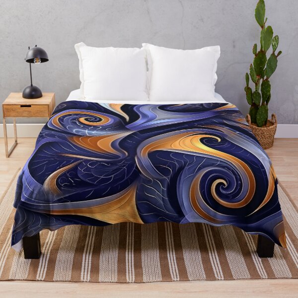 Item preview, Sapphire and Gold Swirls Abstract Wallpaper designed and sold by VectorPlace.
