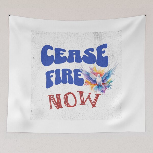 Item preview, Ceasefire Now End The Occupation Humanitarian Peace Dove Say No To War Peace Flag designed and sold by OliveAndSnow.