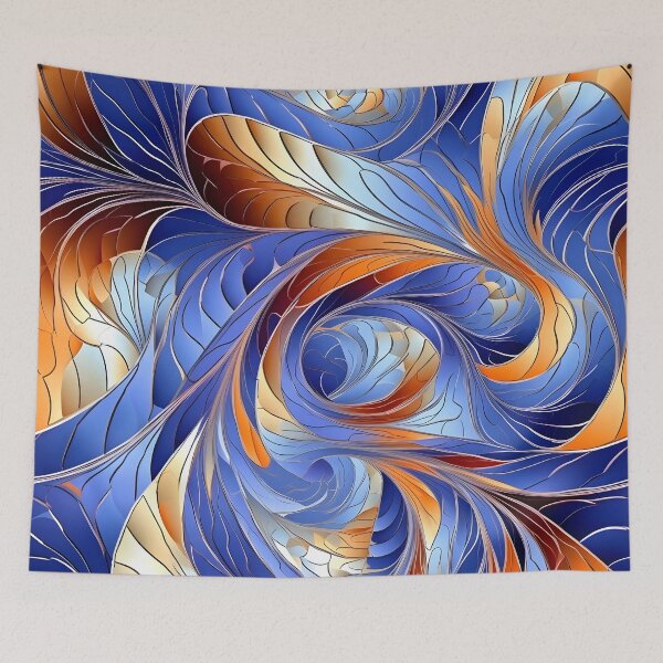 Item preview, Blue and Orange Swirling Elegance Wallpaper designed and sold by VectorPlace.