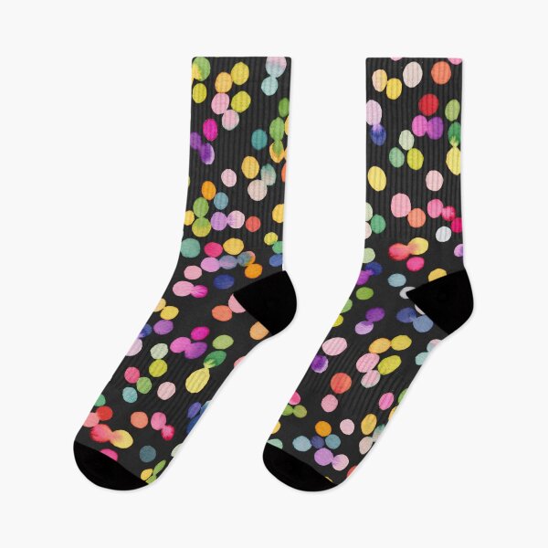 Item preview, Confetti Party - Multicolored Watercolor Dots Black Background designed and sold by ninoladesign.