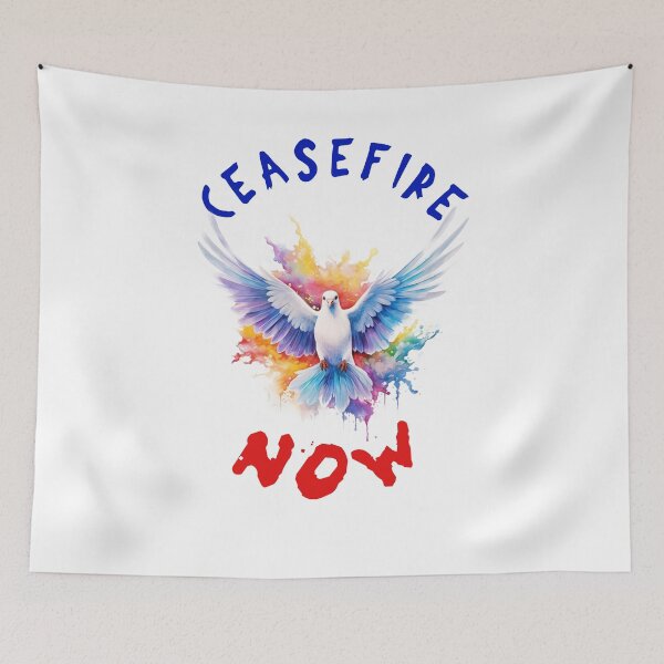 Item preview, Ceasefire Now End The Occupation Humanitarian Peace Dove Say No To War Peace Flag designed and sold by OliveAndSnow.