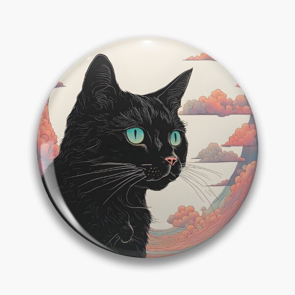Item preview, Black Cat art retro vintage colorful sunset  designed and sold by Catophile.
