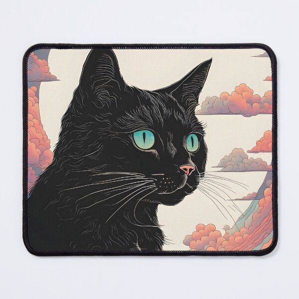 Item preview, Black Cat art retro vintage colorful sunset designed and sold by Catophile.