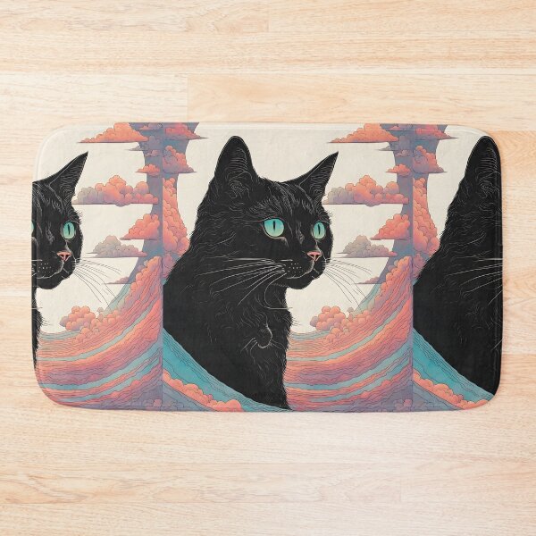 Item preview, Black Cat art retro vintage colorful sunset  designed and sold by Catophile.