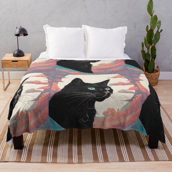 Item preview, Black Cat art retro vintage colorful sunset  designed and sold by Catophile.