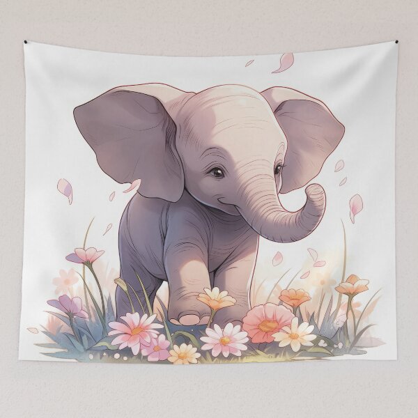 Item preview, little baby elephant kawaii anime manga style designed and sold by WallyPink.