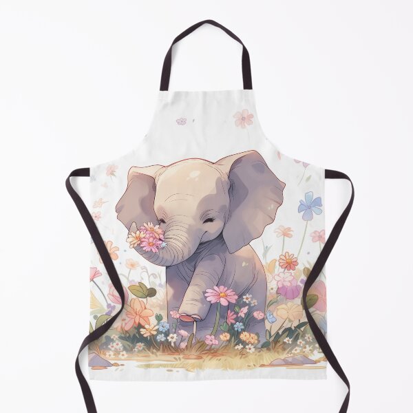 Item preview, cute kawaii baby elephant with flowers designed and sold by WallyPink.