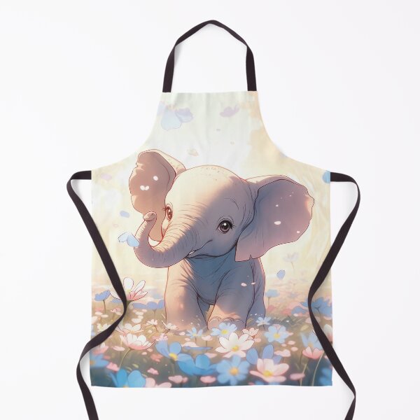 Item preview, little elephant baby with blue flowers cute kawaii anime designed and sold by WallyPink.