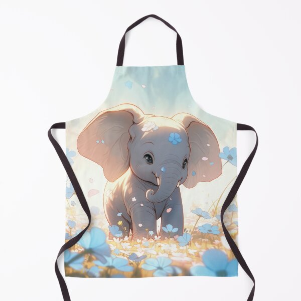 Item preview, little elephant baby with blue flowers cute kawaii anime designed and sold by WallyPink.