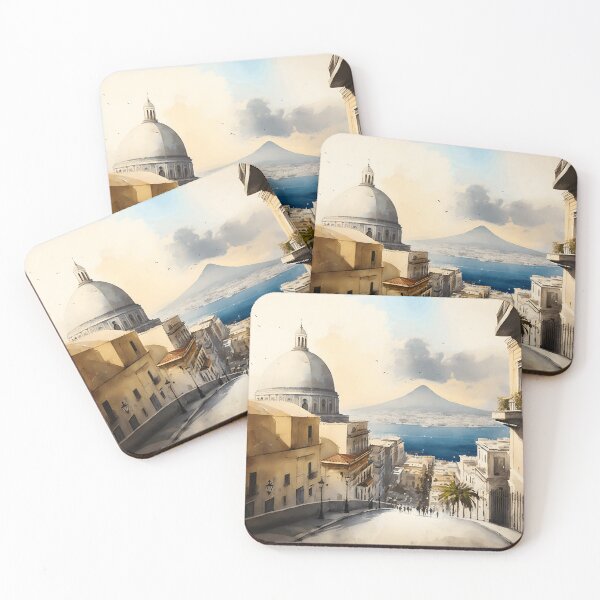 Item preview, Naples cityscape painting, city landscape, Italy watercolor art, Naples souvenir, Italian souvenir designed and sold by SpettacolArte.