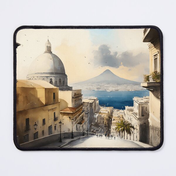 Item preview, Naples cityscape painting, city landscape, Italy watercolor art, Naples souvenir, Italian souvenir designed and sold by SpettacolArte.