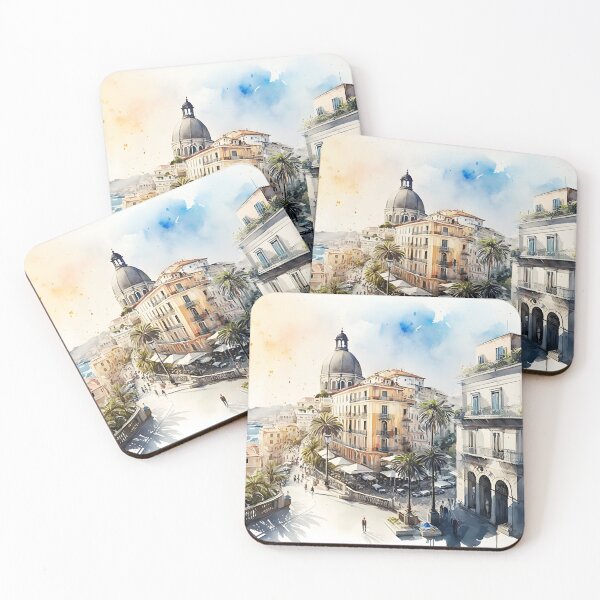 Item preview, Naples city art, Streets painting, city landscape, Italy art, Naples souvenir, watercolor art designed and sold by SpettacolArte.