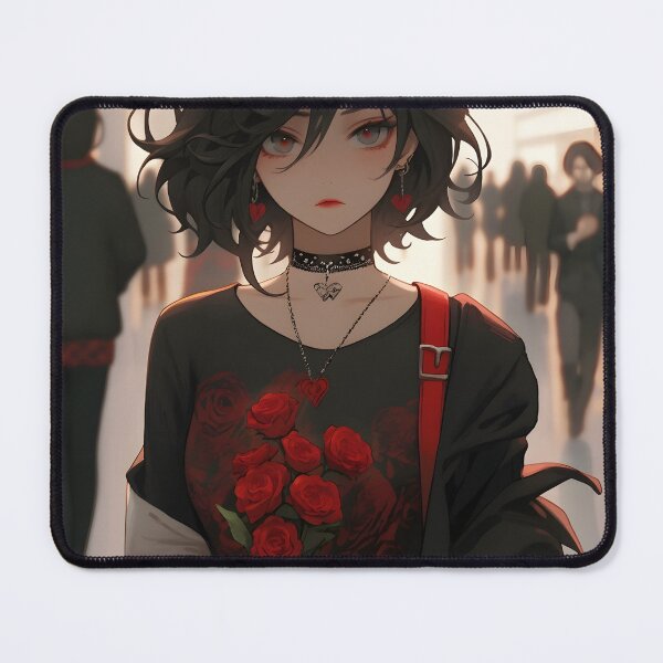 Item preview, Gothic punk lonely anime girl with red red roses art designed and sold by TheArtistOf2022.