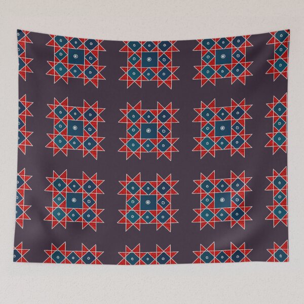 Item preview, Kolam/Muggu/Rangoli  - Red with Blue designed and sold by ShreecreatE.