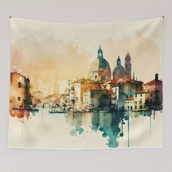 Item preview, Venice skyline watercolor painting, city landscape, Italy art, Venice souvenir, Italian travel designed and sold by SpettacolArte.