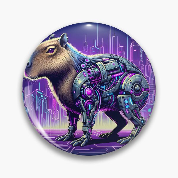 Item preview, CyberCapy: Neon Futurism Capybara designed and sold by slothsandducks.