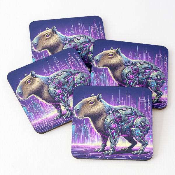 Item preview, CyberCapy: Neon Futurism Capybara designed and sold by slothsandducks.