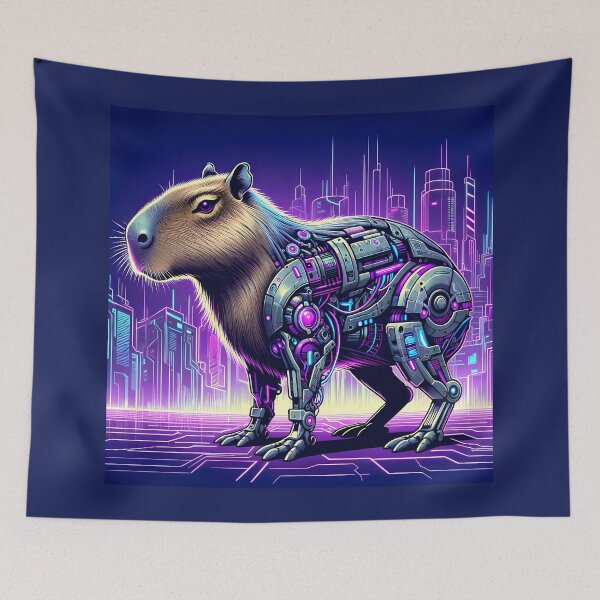 Item preview, CyberCapy: Neon Futurism Capybara designed and sold by slothsandducks.
