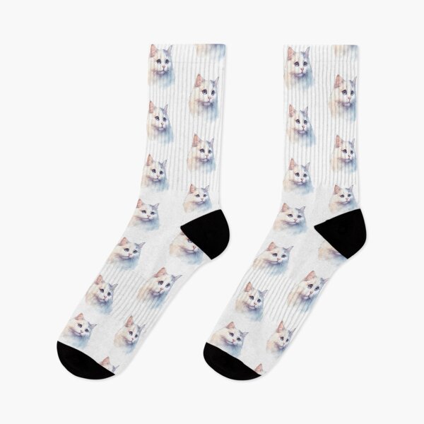 Item preview, Watercolour white cat portrait designed and sold by YukiKenji.