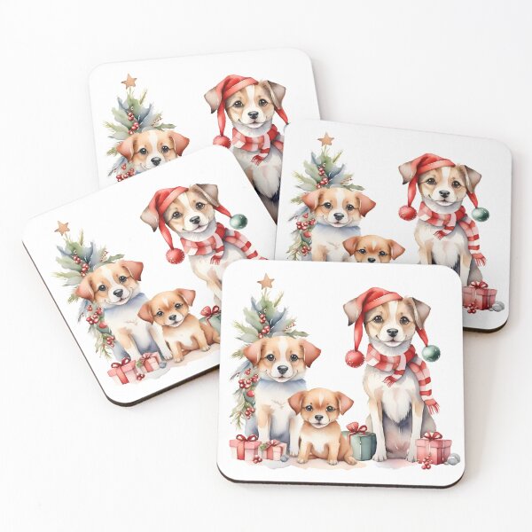 Item preview, watercolor of cute dogs on Christmas day. designed and sold by cartoon4289.