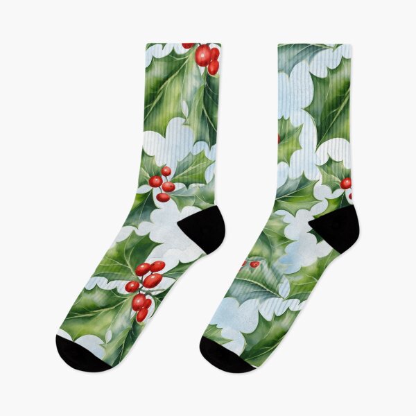 Artikelvorschau, Aquarell-Stechpalmen-Winterblumenmuster entworfen und verkauft von DefauItCube.