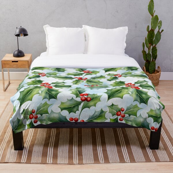Item preview, Watercolor holly winter floral pattern designed and sold by DefauItCube.