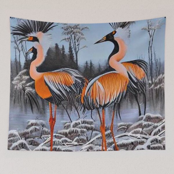 Item preview, Crowned Cranes in winter landscape designed and sold by George Hutton Hunter.