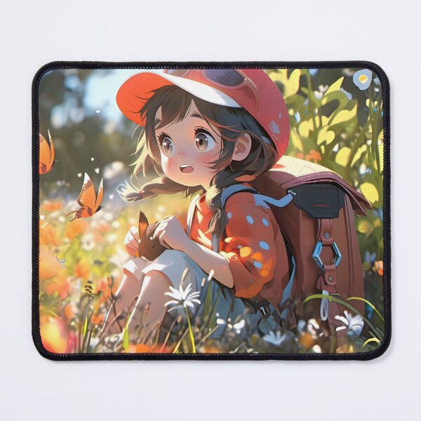 Item preview, Anime girl traveler in forest with butterflies portrait art designed and sold by TheArtistOf2022.