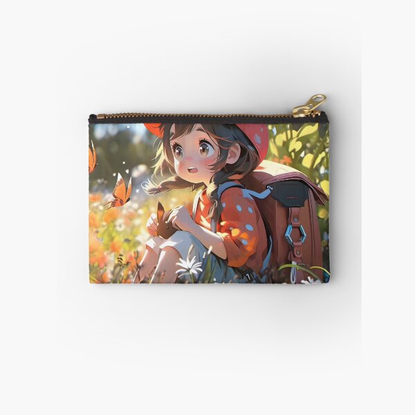 Item preview, Anime girl traveler in forest with butterflies portrait art designed and sold by TheArtistOf2022.
