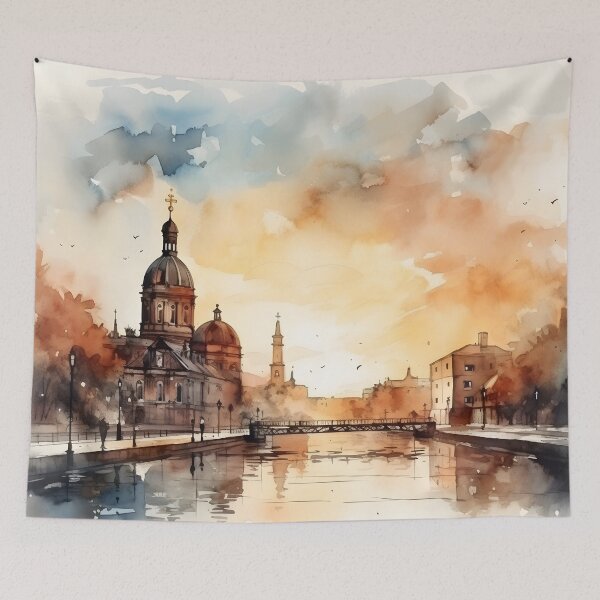 Item preview, Berlin cityscape watercolor painting, Berlin skyline, Berlin souvenir, Berlin travel, German city, Germany trip designed and sold by SpettacolArte.