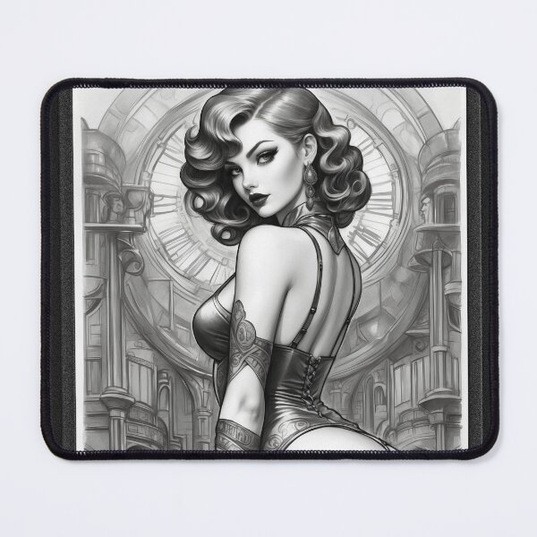 Item preview, Velaria Retro Age Pin Up Girl Alluring Portrait Illustration AI Concept Art by Xzendor7 designed and sold by Xzendor7 Digital Art Creations.