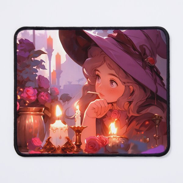 Item preview, Witch anime girl with candles in room portrait art designed and sold by TheArtistOf2022.