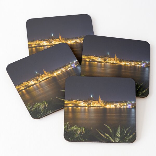 Item preview, Marsamxett Harbour Night Garden with Valletta Skyline designed and sold by Georgia Mizuleva.