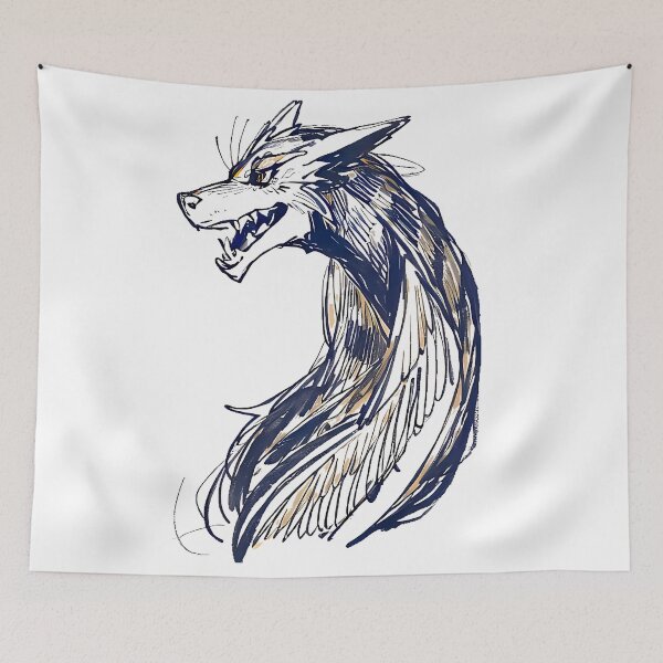 Item preview, Majestic Wolf-Dragon : Intricate Ink Line Art designed and sold by SirZeus.