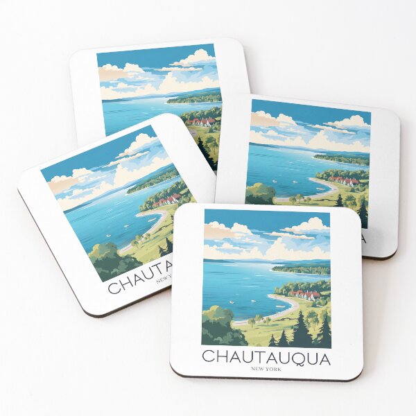 Item preview, A Pop Art Travel Print of Chautauqua Lake - New York - US  designed and sold by StudioRedKoala.