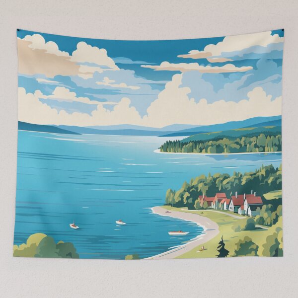 Item preview, A Pop Art Travel Print of Chautauqua Lake - New York - US  designed and sold by StudioRedKoala.
