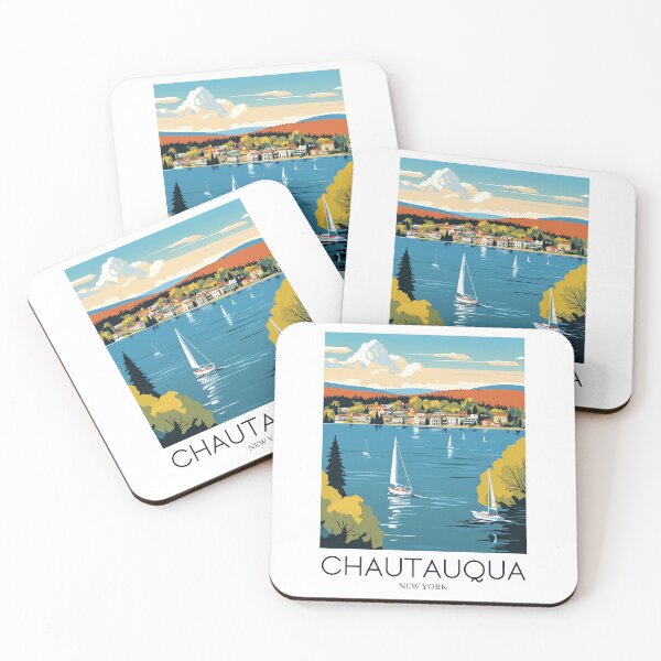 Item preview, A Pop Art Travel Print of Chautauqua Lake - New York - US  designed and sold by StudioRedKoala.