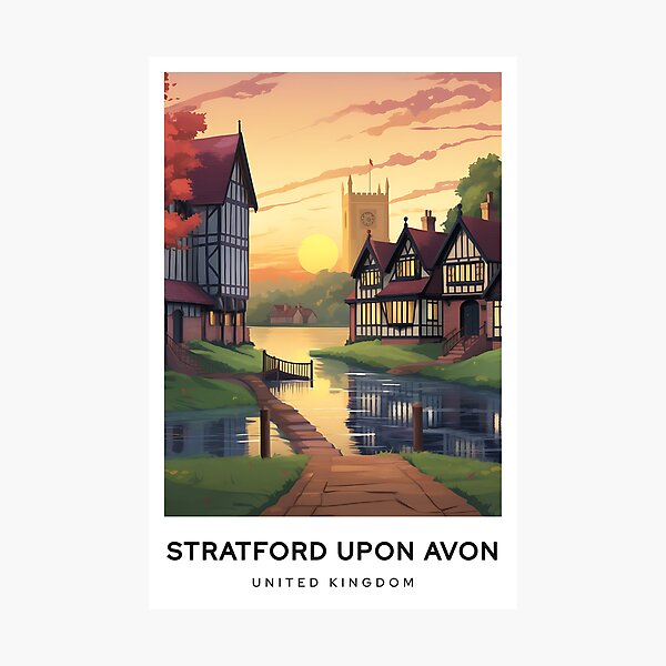 Item preview, Stratford Upon Avon United Kingdom  - Digital Art Illustration Travel Poster designed and sold by TravelMarvel.