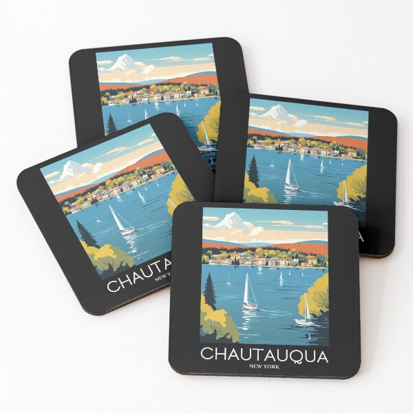 Item preview, A Pop Art Travel Print of Chautauqua Lake - New York - US  designed and sold by StudioRedKoala.