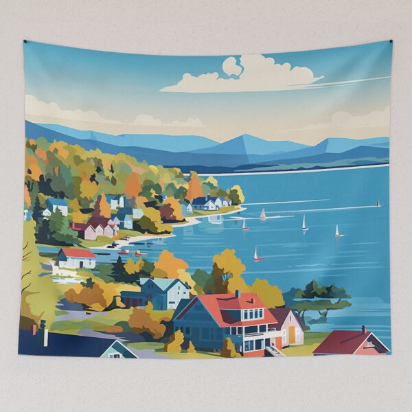 Item preview, A Pop Art Travel Print of Chautauqua Lake - New York - US  designed and sold by StudioRedKoala.