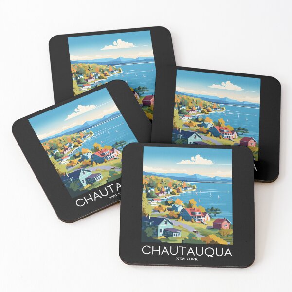 Item preview, A Pop Art Travel Print of Chautauqua Lake - New York - US  designed and sold by StudioRedKoala.