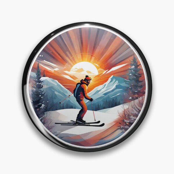 Item preview, Skiing against the Background of the Setting Sun designed and sold by Aquillashop.