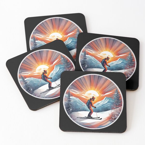 Item preview, Skiing against the Background of the Setting Sun designed and sold by Aquillashop.