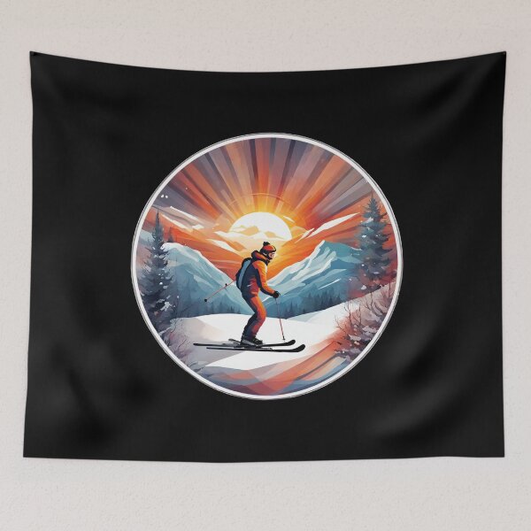 Item preview, Skiing against the Background of the Setting Sun designed and sold by Aquillashop.