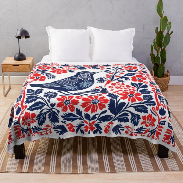 Item preview, Norwegian, Scandinavian Folk Art Pattern with a Bird and Flowers designed and sold by patterncrow.