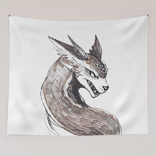 Item preview, Intense Wolf-Dragon : Majestic Ink Line Art designed and sold by SirZeus.