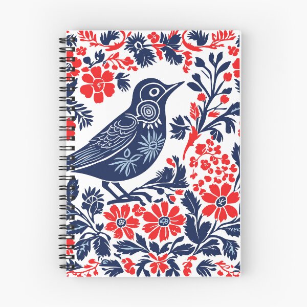 Item preview, Norwegian, Scandinavian Folk Art Pattern with a Bird and Flowers designed and sold by patterncrow.