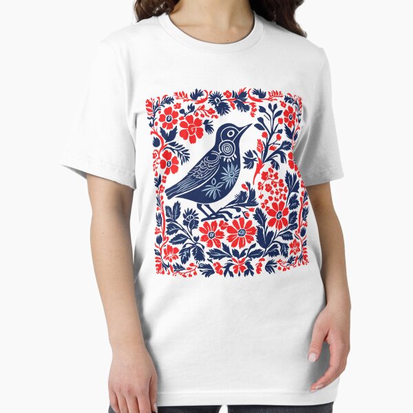 Item preview, Norwegian, Scandinavian Folk Art Pattern with a Bird and Flowers designed and sold by patterncrow.